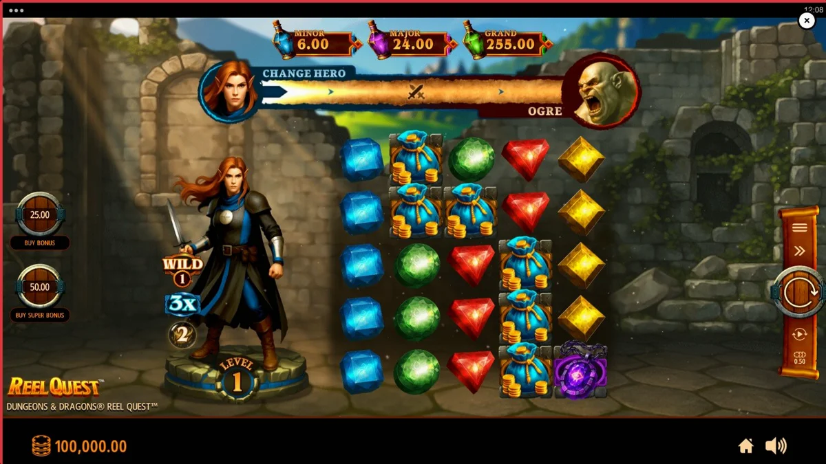 Pemandangan kastil fantasi dalam slot Dungeons & Dragons Reel Quest